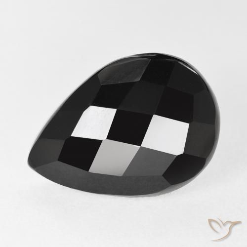 8.88ct Natural Black Onyx, Pear Shape, Opaque