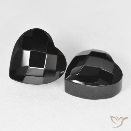 8.89 ctw Black Onyx Stones, Natural Onyx in Heart Rose-Cut Shape for Sale