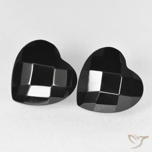 8.52 ctw Black Onyx Gemstones, Onyx Gems in Heart Rose-Cut Shape for Sale.
