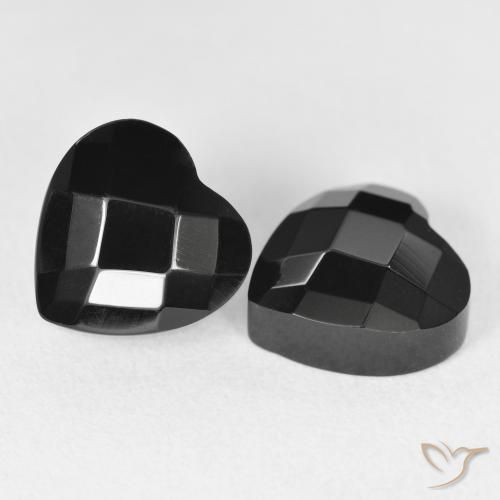 8.52 ctw Black Onyx Stones, Natural Onyx in Heart Rose-Cut Shape for Sale
