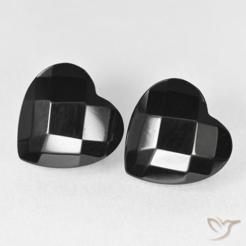 8.66 ctw Black Onyx Gemstones, Onyx Gems in Heart Rose-Cut Shape for Sale.