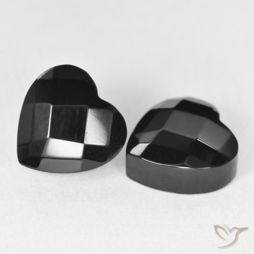 8.66 ctw Black Onyx Stones, Natural Onyx in Heart Rose-Cut Shape for Sale