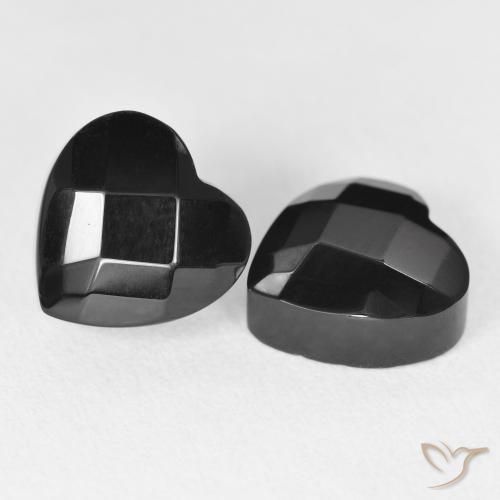 8.42 ctw Black Onyx Stones, Natural Onyx in Heart Rose-Cut Shape for Sale