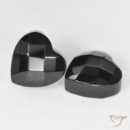 8.69 ctw Black Onyx Stones, Natural Onyx in Heart Rose-Cut Shape for Sale