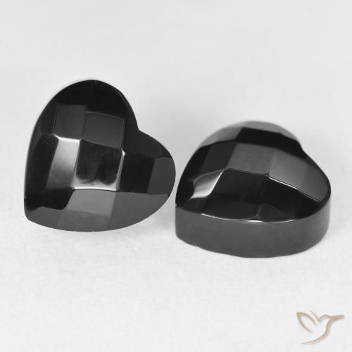 8.66 ctw Black Onyx Stones, Natural Onyx in Heart Rose-Cut Shape for Sale