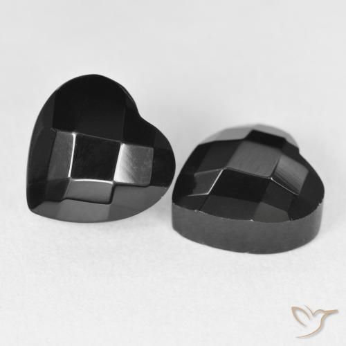 8.57 ctw Black Onyx Stones, Natural Onyx in Heart Rose-Cut Shape for Sale