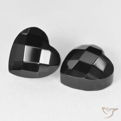 8.54 ctw Black Onyx Stones, Natural Onyx in Heart Rose-Cut Shape for Sale