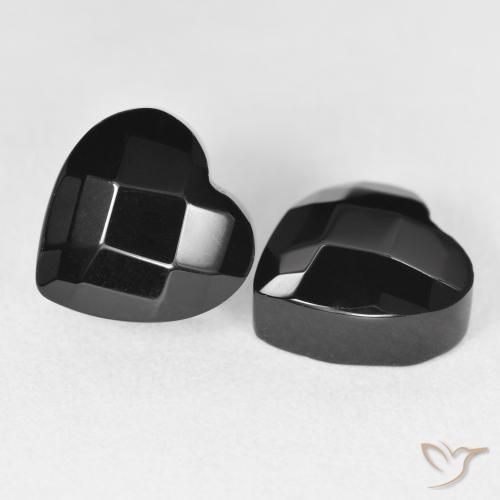 8.43 ctw Black Onyx Stones, Natural Onyx in Heart Rose-Cut Shape for Sale
