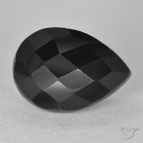 8.92ct Natural Black Onyx, Pear Shape, Opaque