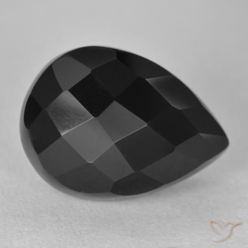 10.40ct Natural Black Onyx, Pear Shape, Opaque