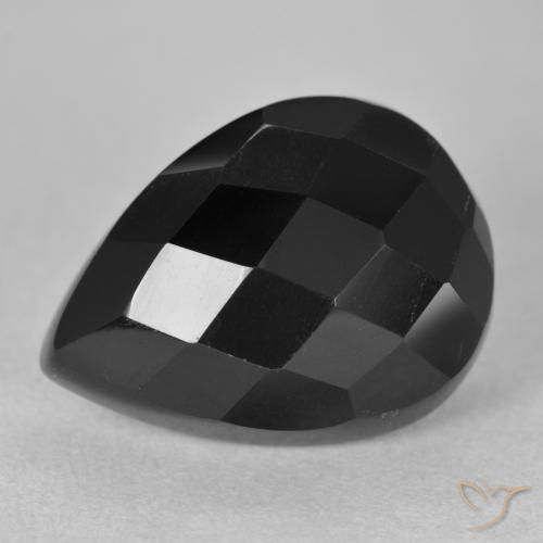 10.11ct Natural Black Onyx, Pear Shape, Opaque