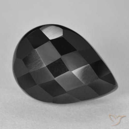 9.16ct Natural Black Onyx, Pear Shape, Opaque