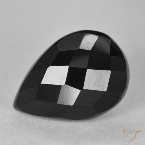 9.32ct Natural Black Onyx, Pear Shape, Opaque