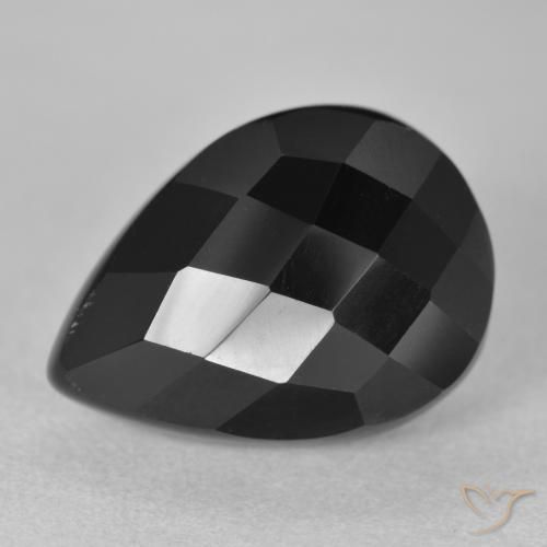 9.47ct Natural Black Onyx, Pear Shape, Opaque