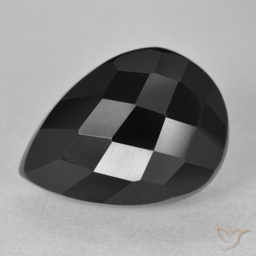 10.44ct Natural Black Onyx, Pear Shape, Opaque