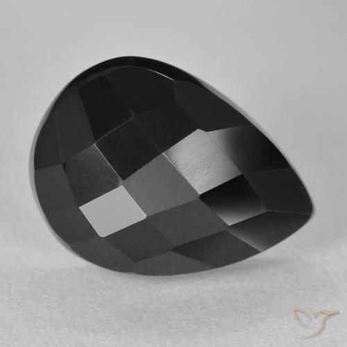 10.44 ct Black Onyx Stone, Natural Onyx in Pear Rose-Cut Shape for Sale