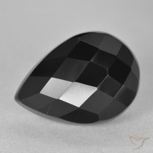 9.31ct Natural Black Onyx, Pear Shape, Opaque