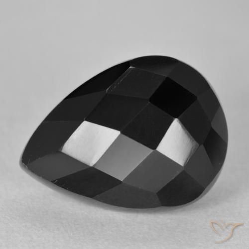 10.30ct Natural Black Onyx, Pear Shape, Opaque