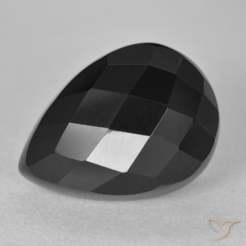 11.14ct Natural Black Onyx, Pear Shape, Opaque