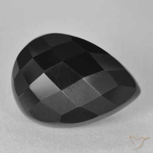 11.14 ct Black Onyx Stone, Natural Onyx in Pear Rose-Cut Shape for Sale