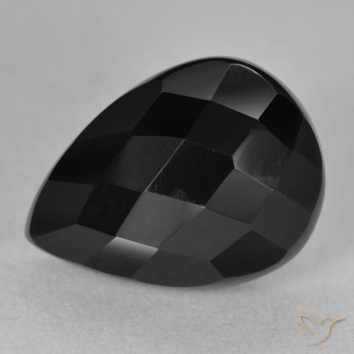 9.95ct Natural Black Onyx, Pear Shape, Opaque