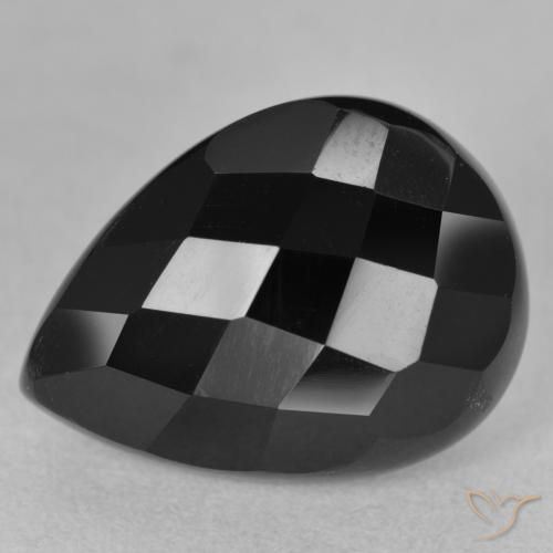 9.91ct Natural Black Onyx, Pear Shape, Opaque
