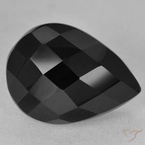 9.60ct Natural Black Onyx, Pear Shape, Opaque