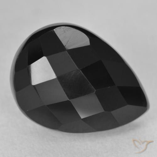 10.14ct Natural Black Onyx, Pear Shape, Opaque