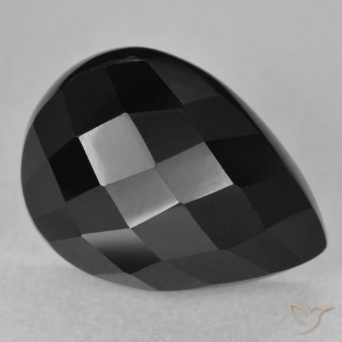 10.10 ct Black Onyx Stone, Natural Onyx in Pear Checkerboard Shape for Sale
