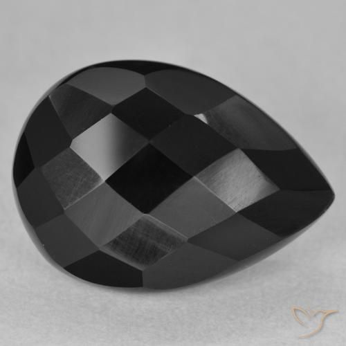 8.11ct Natural Black Onyx, Pear Shape, Opaque