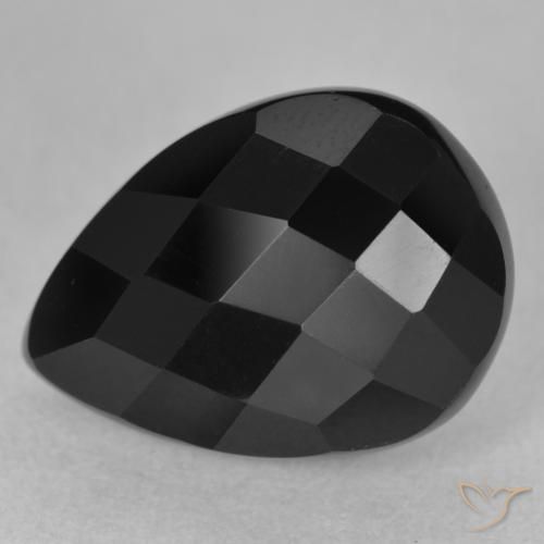 10.32ct Natural Black Onyx, Pear Shape, Opaque