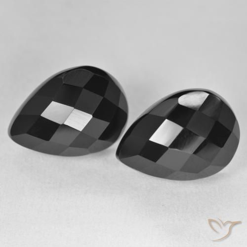 21.42ctw Natural Black Onyx, Pear Shape, Opaque