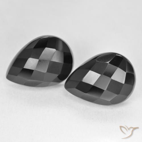 19.62ctw Natural Black Onyx, Pear Shape, Opaque