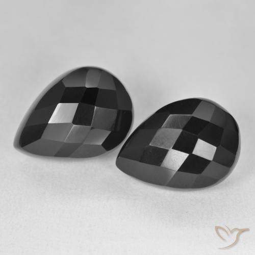 22.32ctw Natural Black Onyx, Pear Shape, Opaque