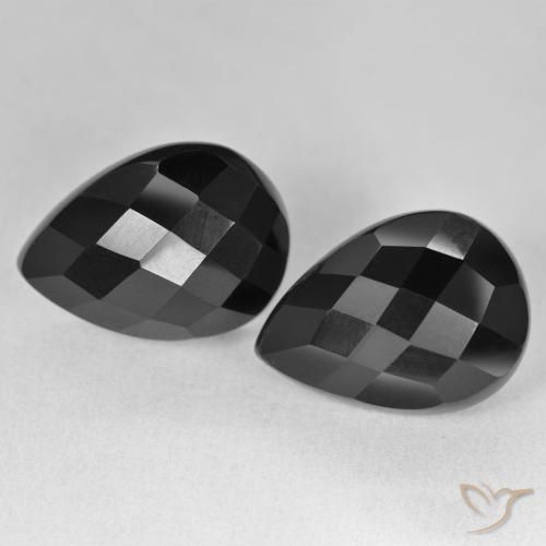 20.57ctw Natural Black Onyx, Pear Shape, Opaque