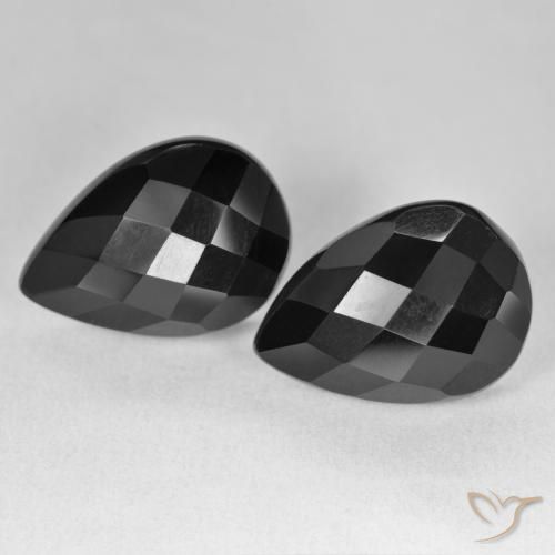 17.54ctw Natural Black Onyx, Pear Shape, Opaque