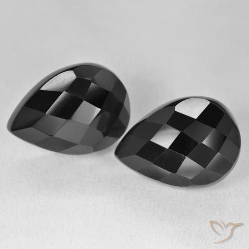 21.71ctw Natural Black Onyx, Pear Shape, Opaque