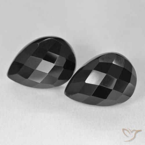 21.82ctw Natural Black Onyx, Pear Shape, Opaque