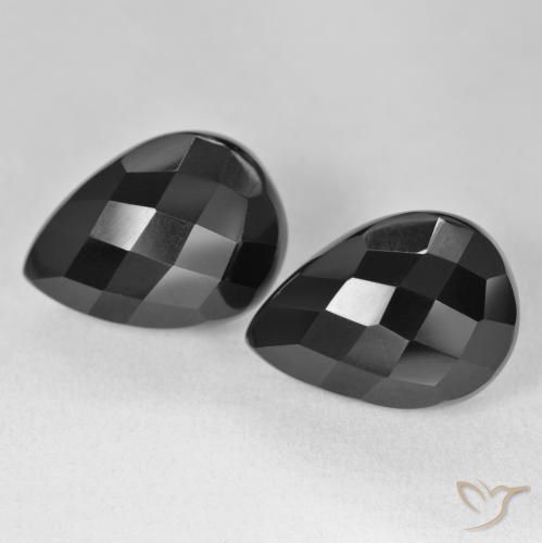 20.42ctw Natural Black Onyx, Pear Shape, Opaque