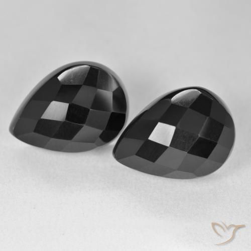 21.54ctw Natural Black Onyx, Pear Shape, Opaque