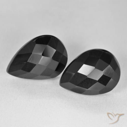 17.76ctw Natural Black Onyx, Pear Shape, Opaque