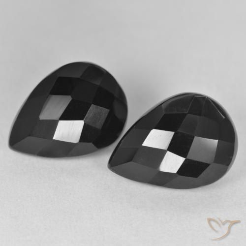 17.51ctw Natural Black Onyx, Pear Shape, Opaque