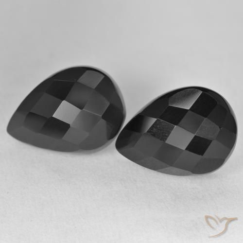 22.03ctw Natural Black Onyx, Pear Shape, Opaque
