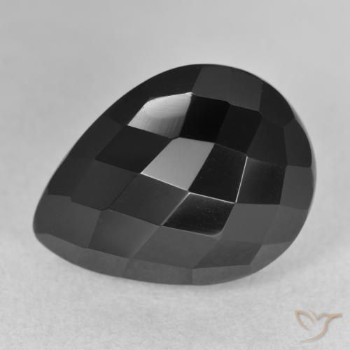 12.67ct Natural Black Onyx, Pear Shape, Opaque