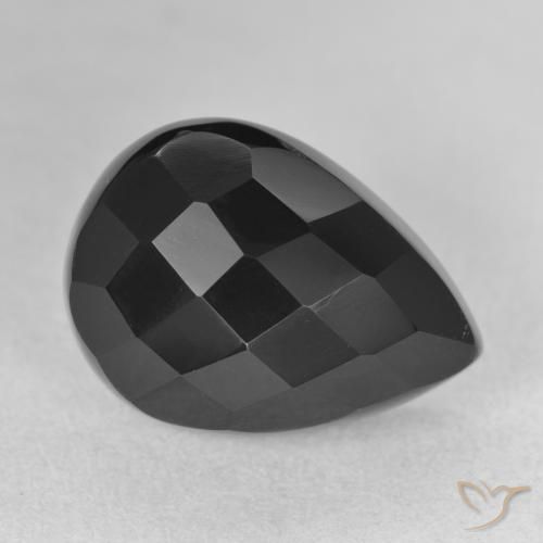 10.59ct Natural Black Onyx, Pear Shape, Opaque