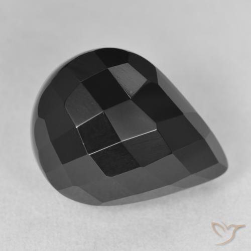 13.39ct Natural Black Onyx, Pear Shape, Opaque