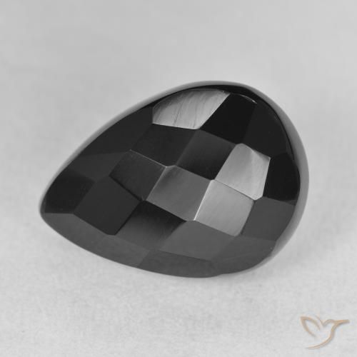 10.00ct Natural Black Onyx, Pear Shape, Opaque