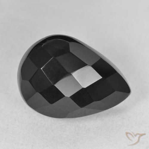 10.00 ct Black Onyx Stone, Natural Onyx in Pear Checkerboard Shape for Sale