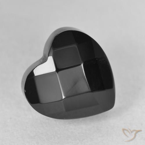 4.35 ct Black Onyx Stone, Natural Onyx in Heart Checkerboard Shape for Sale