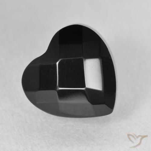 4.35 ct Black Onyx Stone, Natural Onyx in Heart Checkerboard Shape for Sale